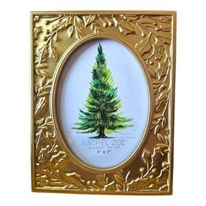 NEW Rachel Zoe Christmas Holiday Gold Picture Photo Frame (Size: 5" x 7")